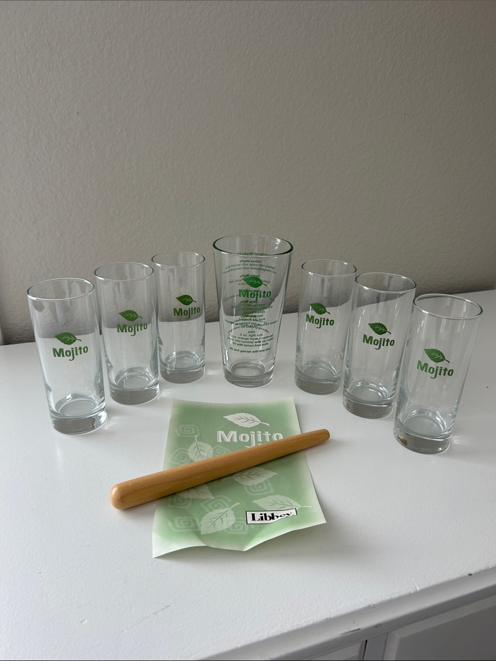 Libbey Mojito Cocktail Set, 6 Glasses, Wooden Muddler, Mixing Glass, & recipes